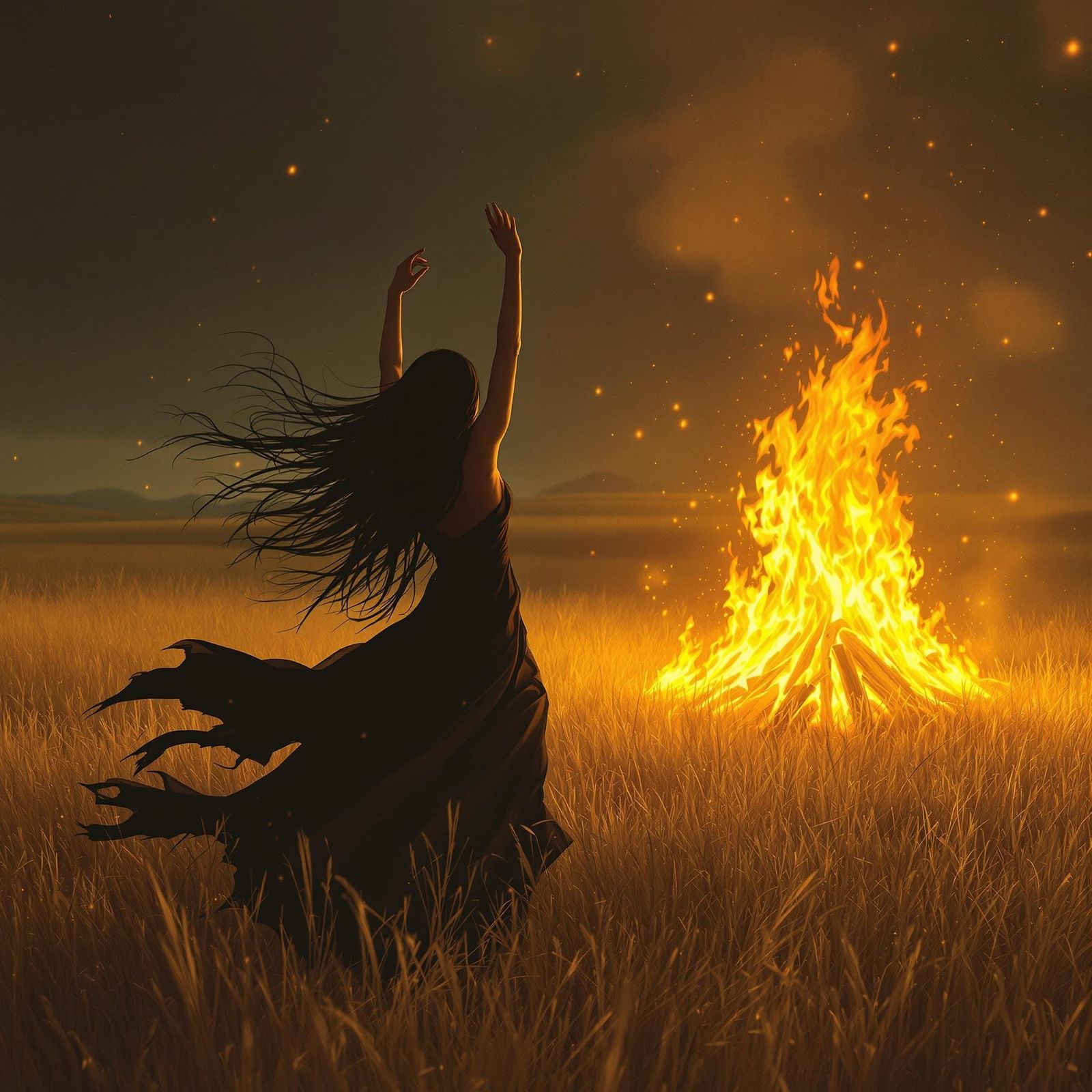 Mystical Woman in Golden Field
