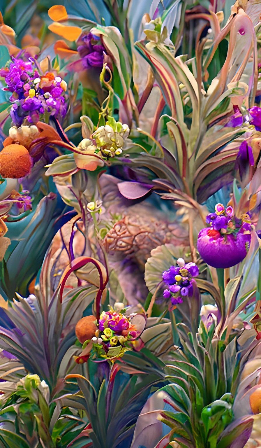 Animal Hiding in Botanical Dreamscape