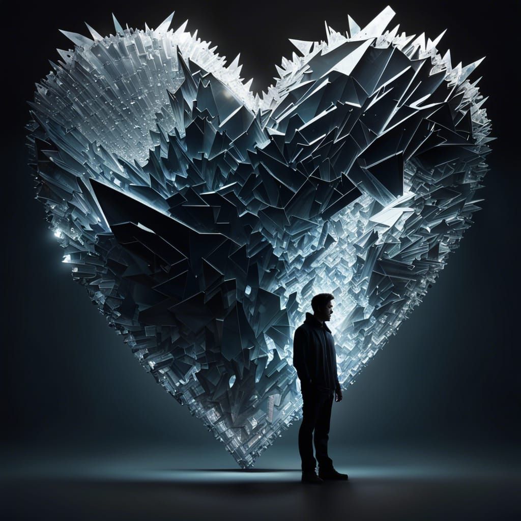 Crystal Heart Silhouette: A Digital Matte Painting
