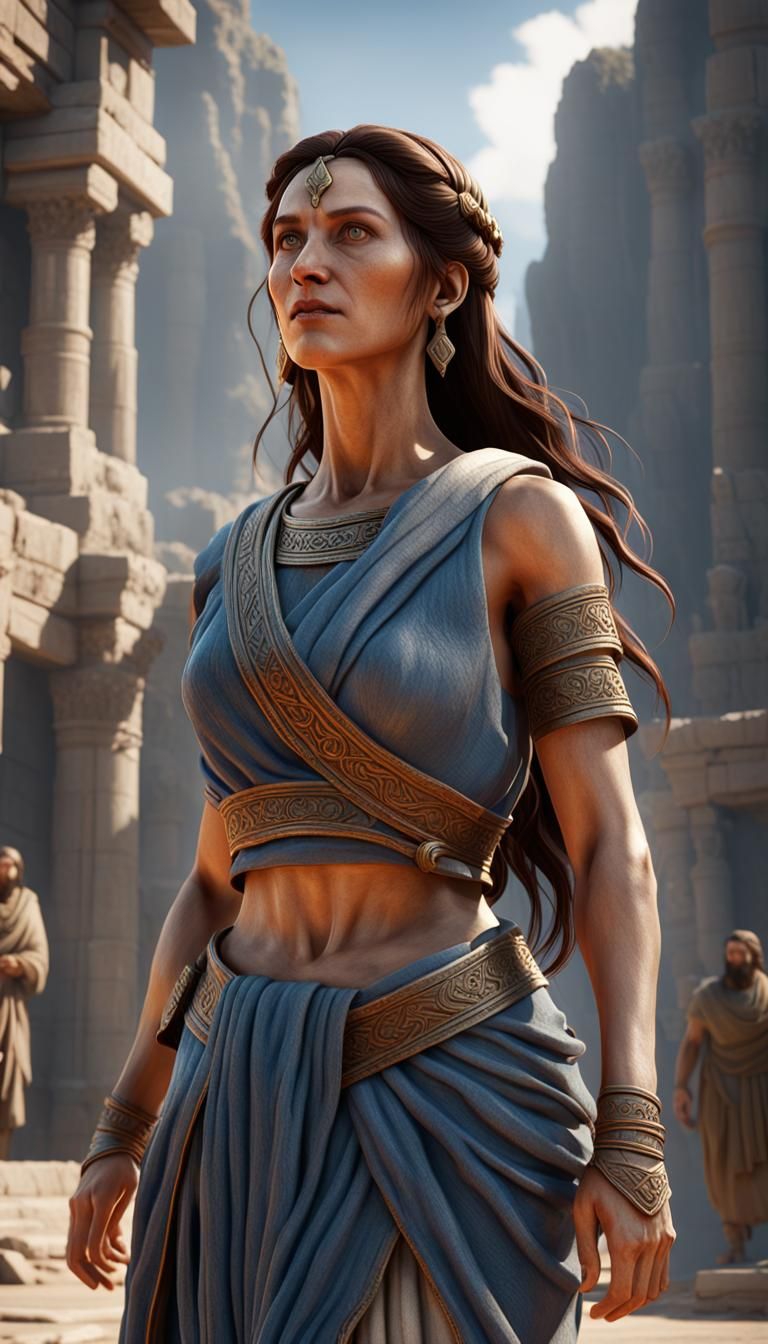 Biblical Woman in 3D Rendering with Dynamic Lighting