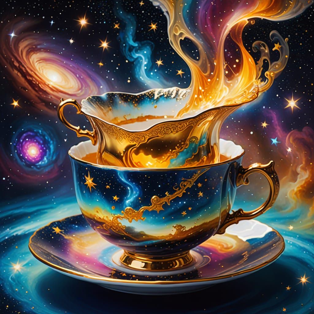 Surreal Summer Teacup Floating in Space