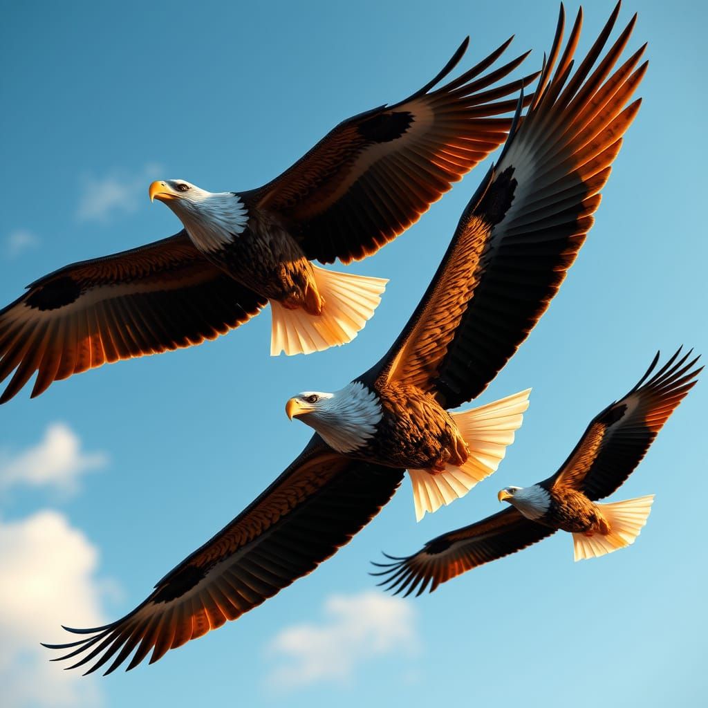 Majestic Eagles Soar in Hyper-Realistic Fantasy