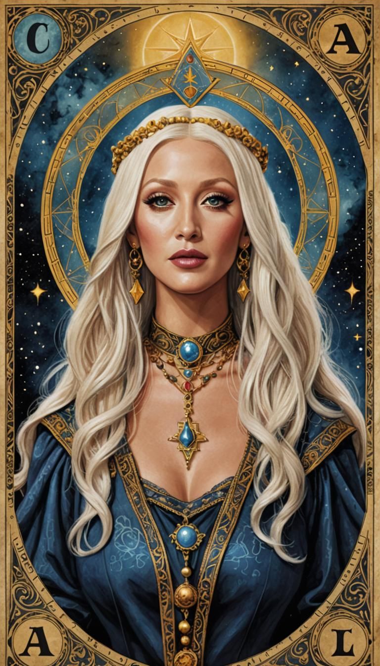 Christina Aguilera as Vintage Tarot Card Portrait