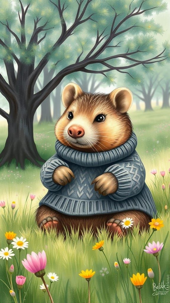 Wombat in Sweater, Beatrix Potter Style