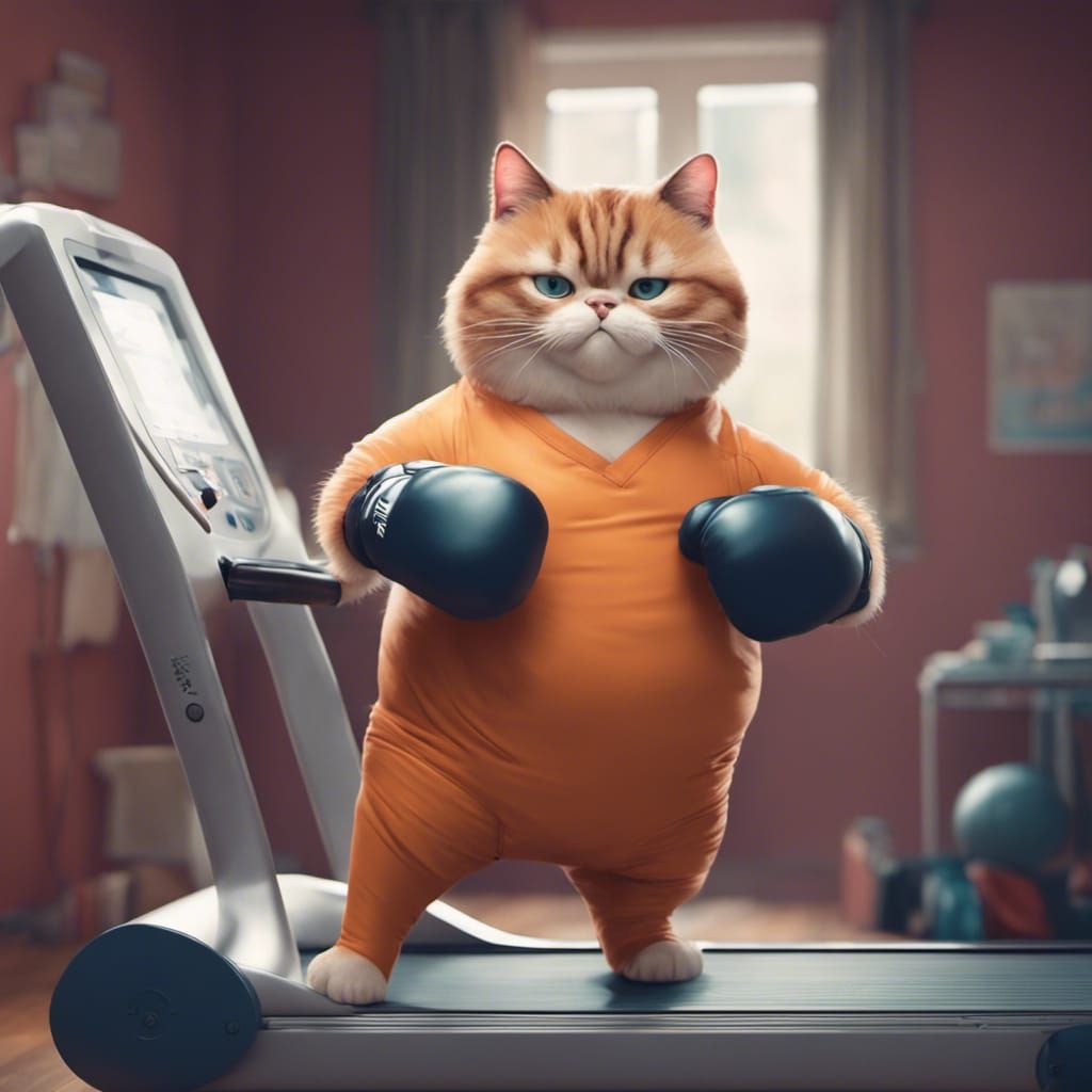 Anthropomorphic Cat Boxer in Photorealistic Style
