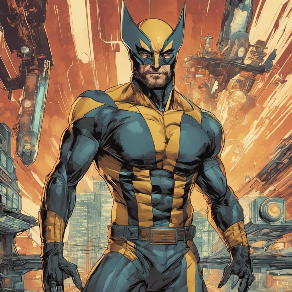 Retro-Futuristic Wolverine with Chrome Limbs