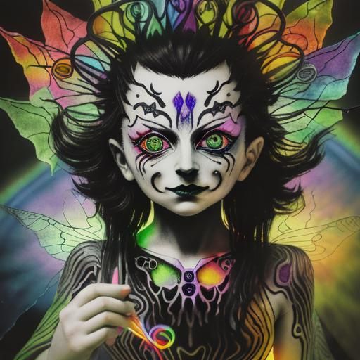 Surreal Children's Drawings with Rainbow Fairy