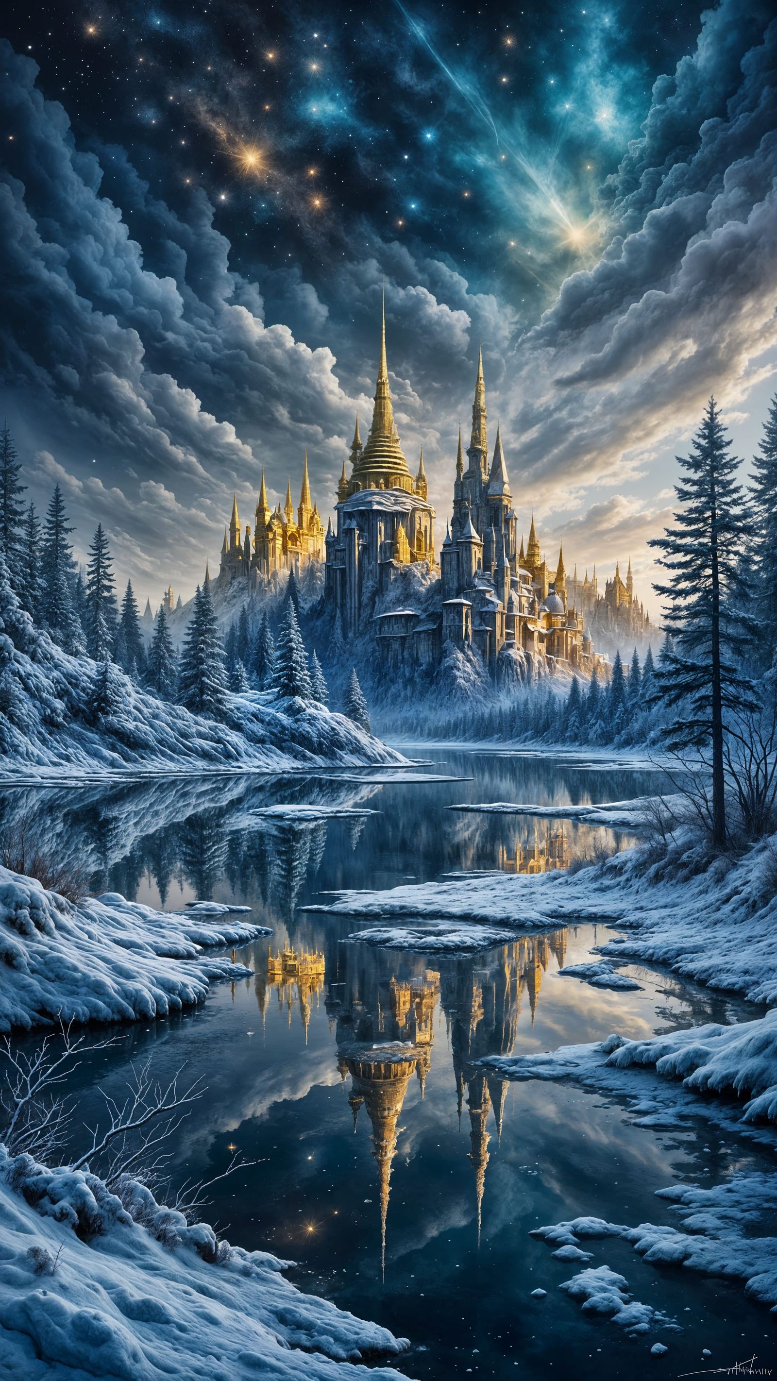 Ethereal Golden Palace Hidden Beneath Icy Frost