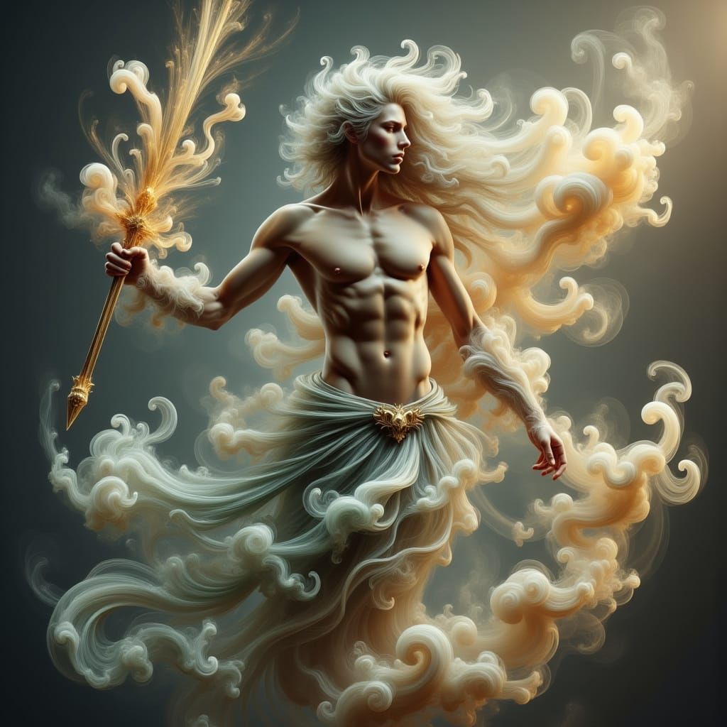 Ethereal Wind God Wields Tornado Sword in Epic Fantasy
