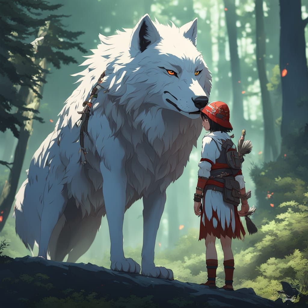 Wolf Goddess Moro in Anime-Inspired 3D Art