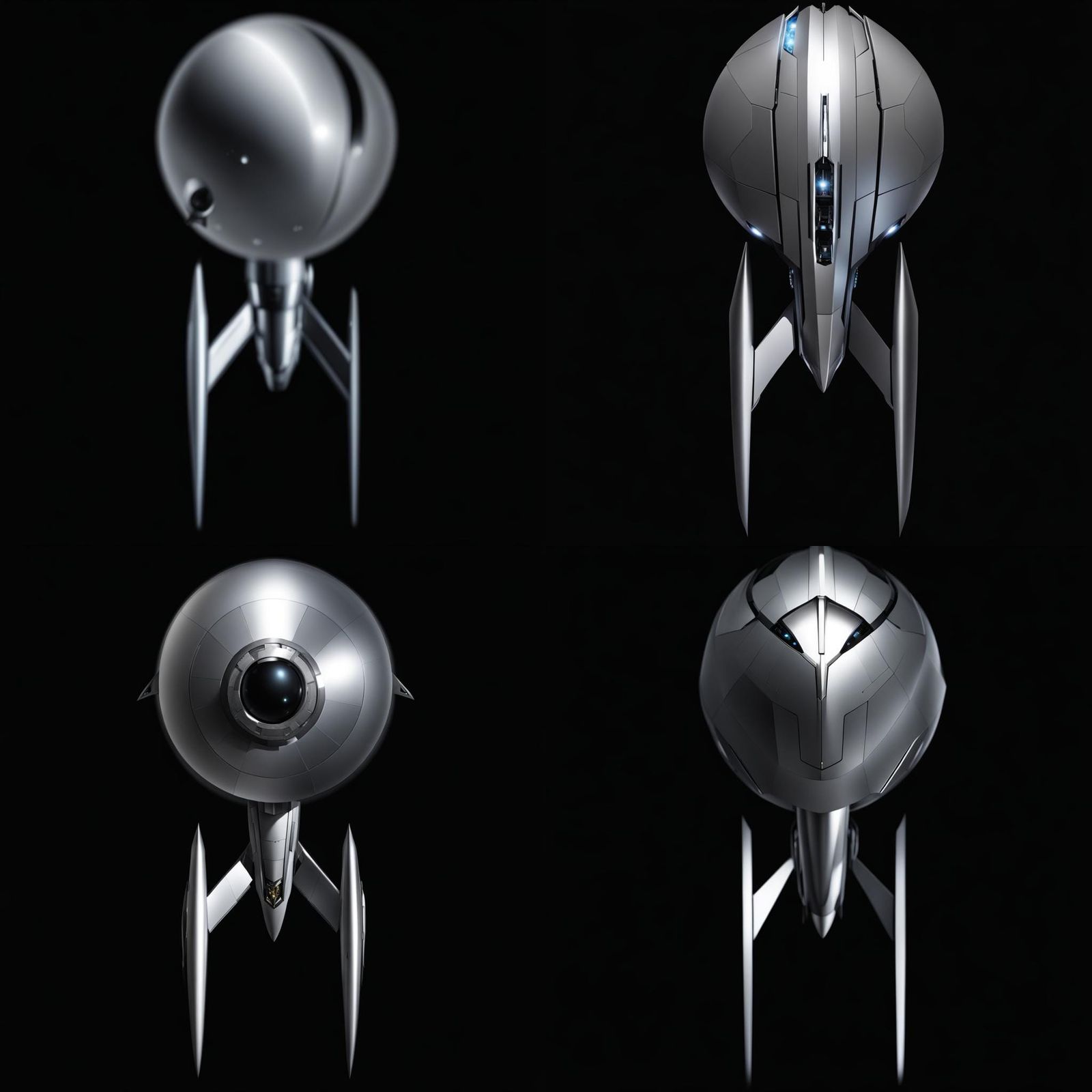 Sleek Hyper-Advanced Silver and Black Starship