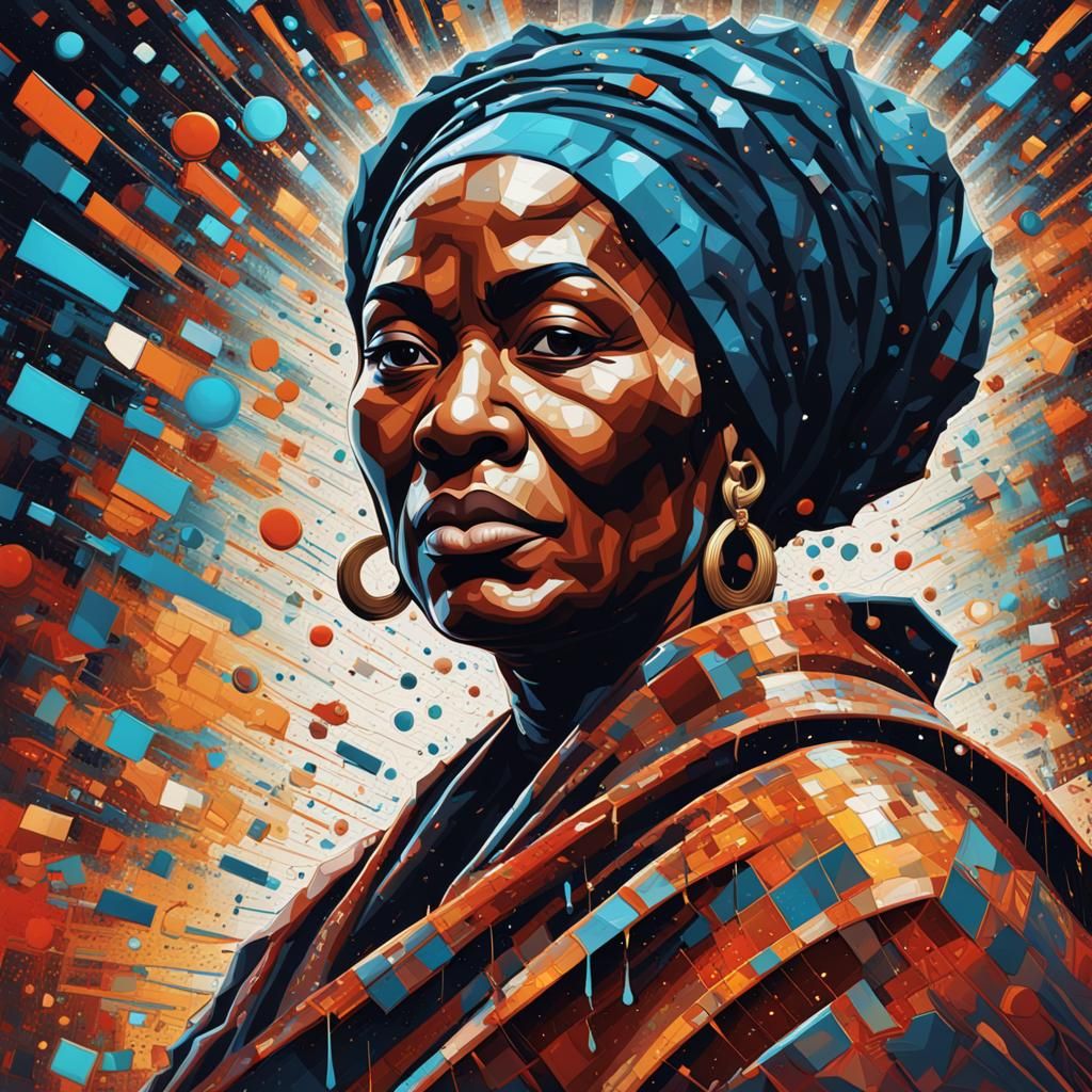 Aunt Jemima with Superhuman Powers in Abstract Style