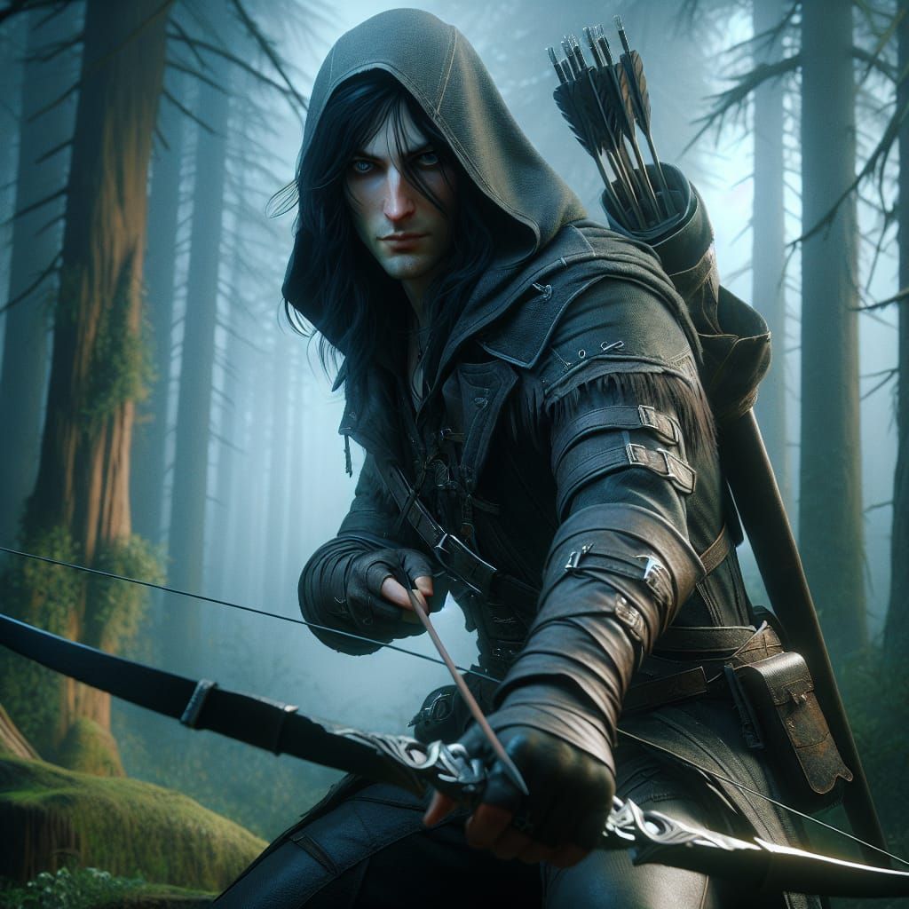 Androgynous Ranger in Misty Forest, Cinematic Style