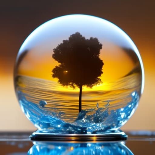 Earth, Wind, Water, Fire in Glass Globe