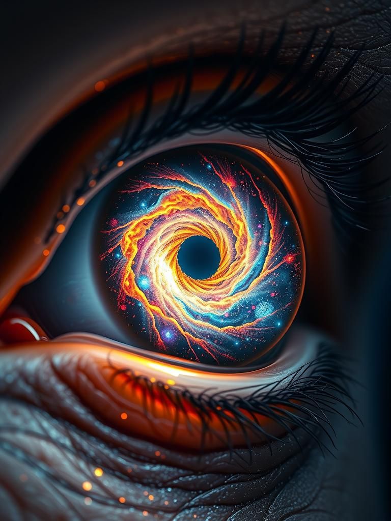 Cosmic Eye Reflecting Galaxy in Hyperrealistic Detail