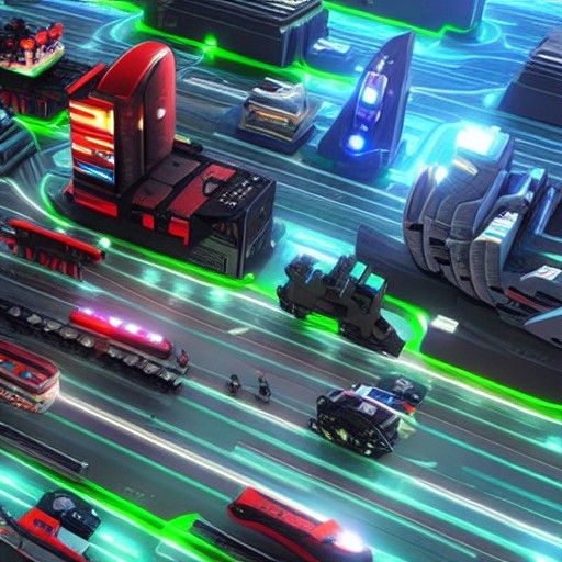 Cyberpunk Cityscape with Flying Vehicles