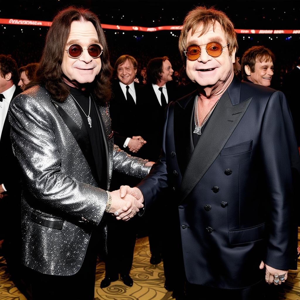 Ozzy Osbourne and Elton John Handshake