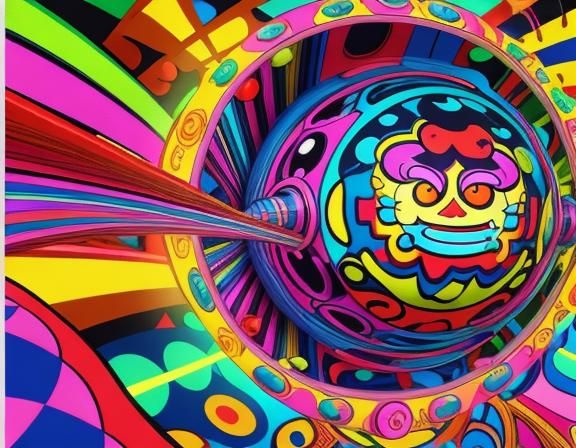 Vibrant Pop Art Cartoon in Kaleidoscope Tunnel