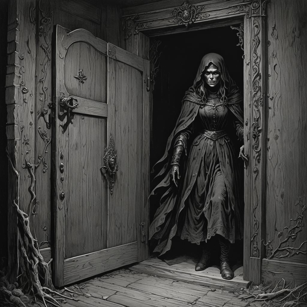 Sinister Creature in the Dark: A Gothic Horror Scene