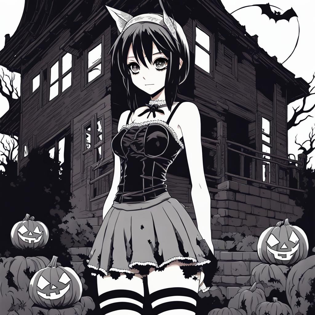 Halloween Anime Girl in Shonen Style