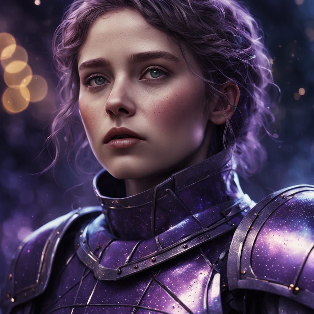 Hyperrealistic Sci-Fi Goddess in Lavender Armor