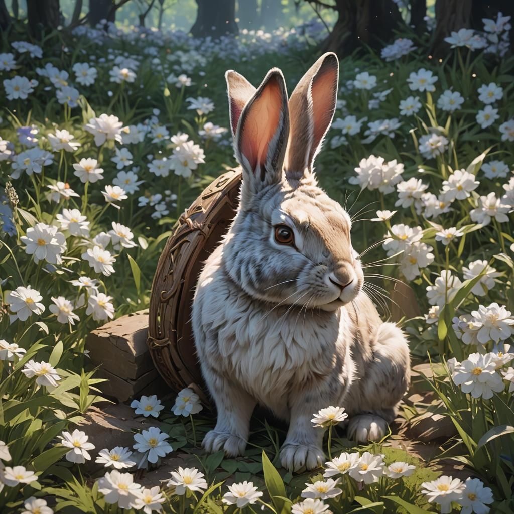 Strong Rabbit in Detailed 3D Anime Art Style