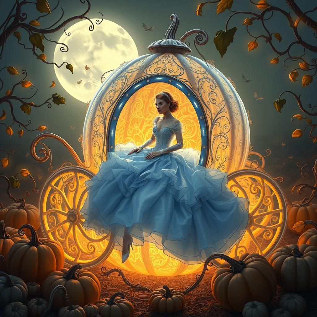 Woman in Gourd Carriage in Ethereal Fairytale Style