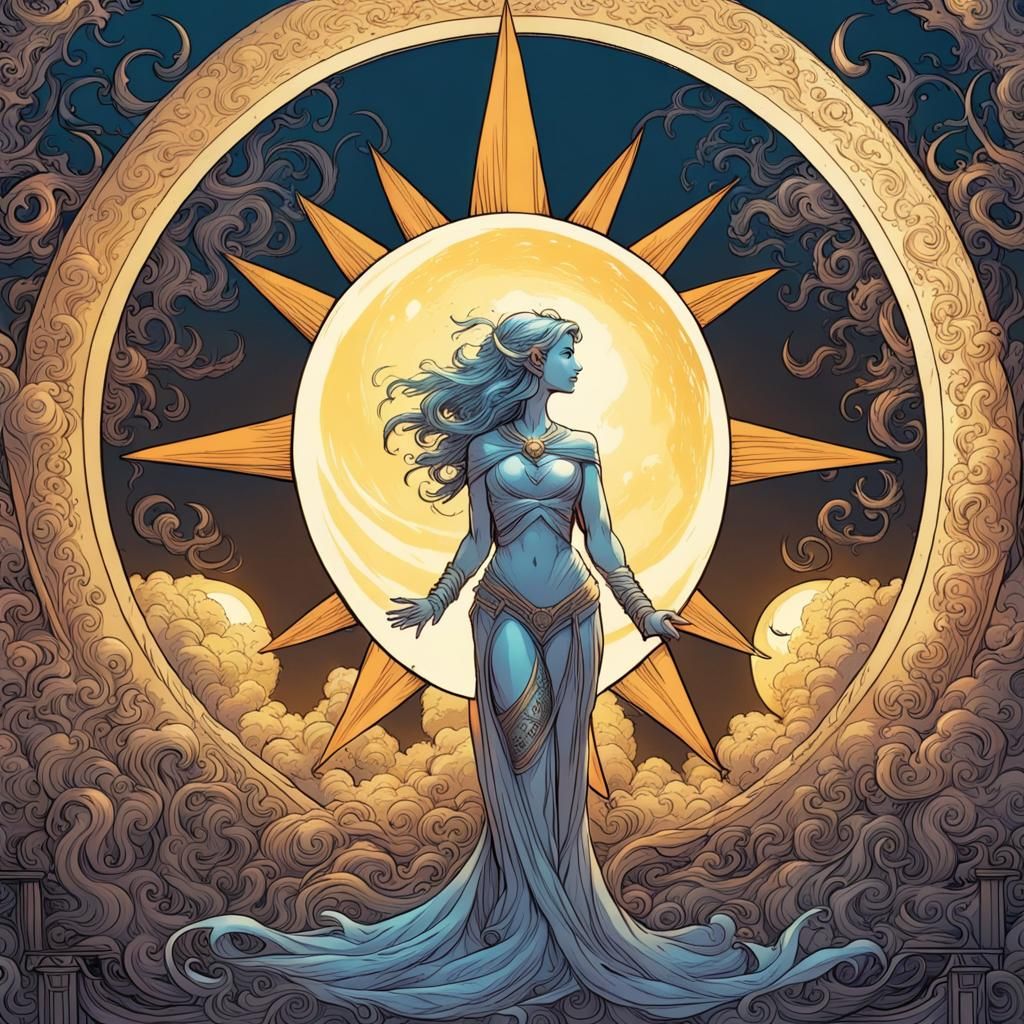 Goddess with Sun and Moon in Comic Book Art