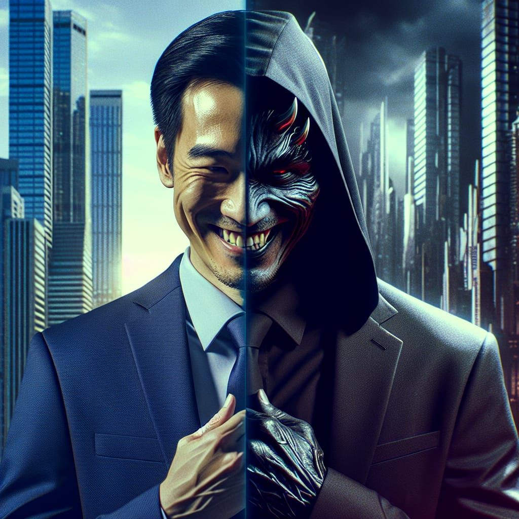 Duality: Businessman Transforms into Dystopian Demon