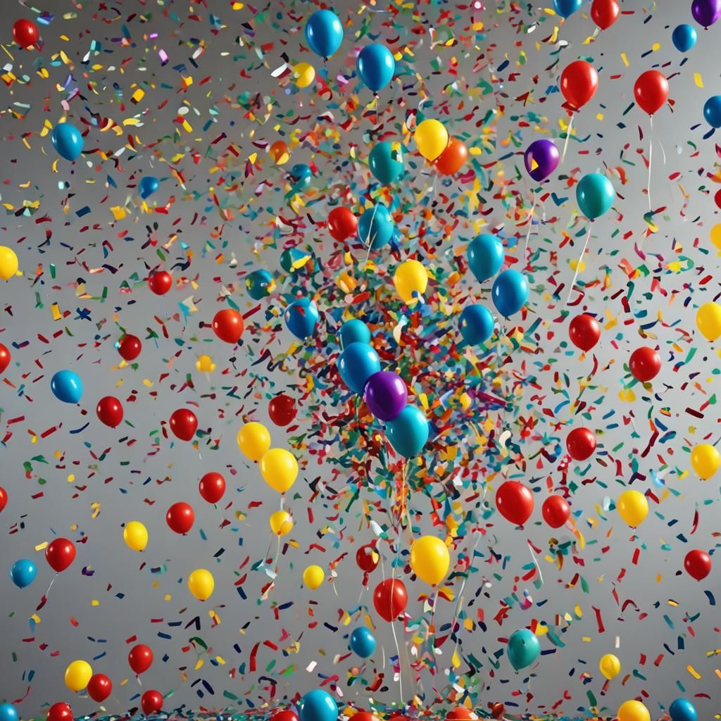 Colorful Balloon Bursting: Pop Art Confetti Explosion