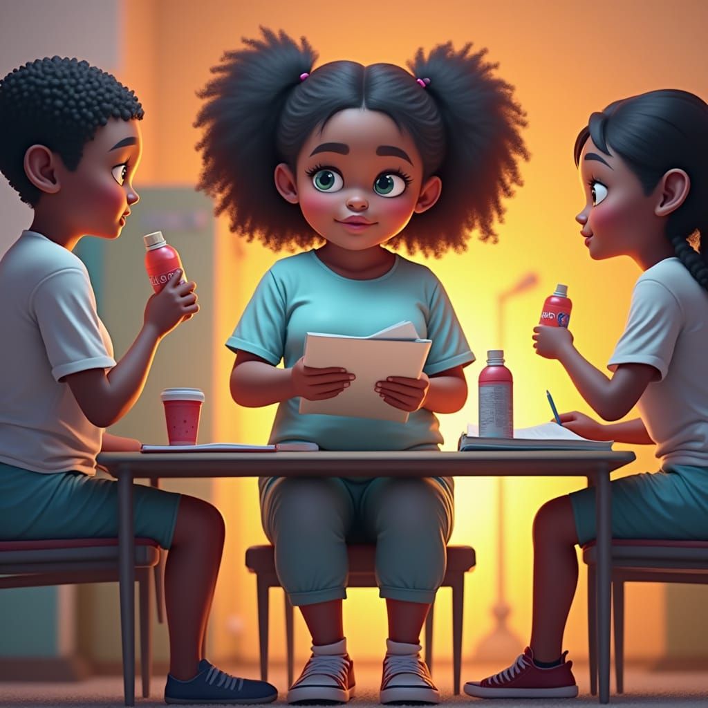 Vibrant Street Art Study Group with a Young Black Historian