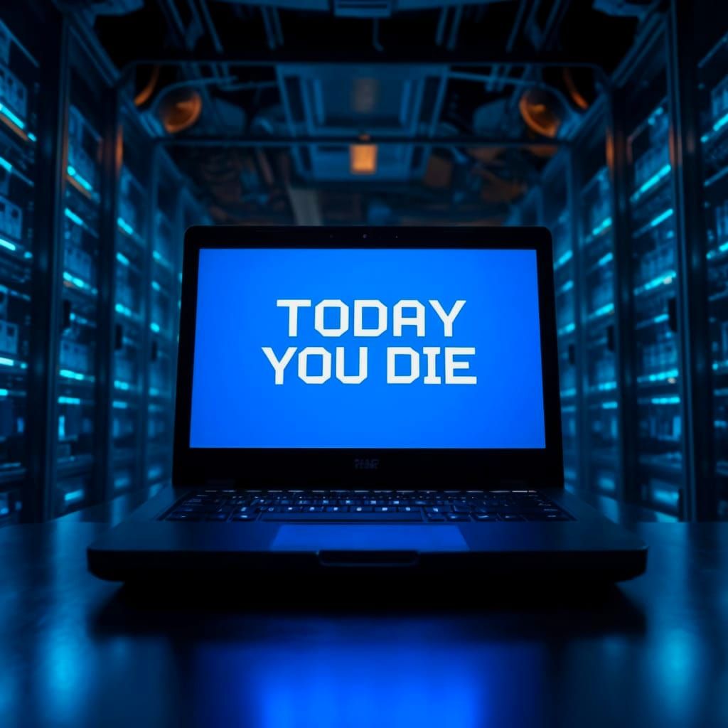 Eerie Blue Screen of Death in Server Room