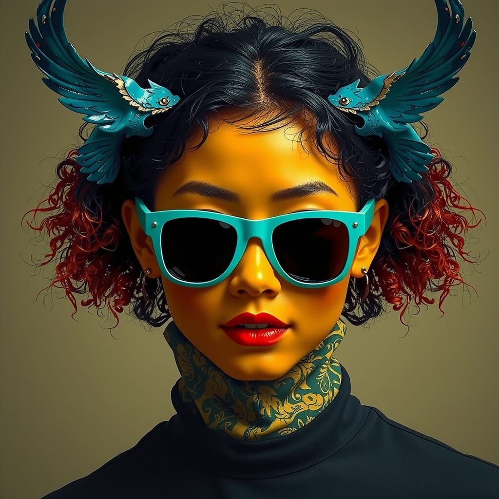 Hyperrealistic Sculpture of Reflected Glory on Black Backgro...