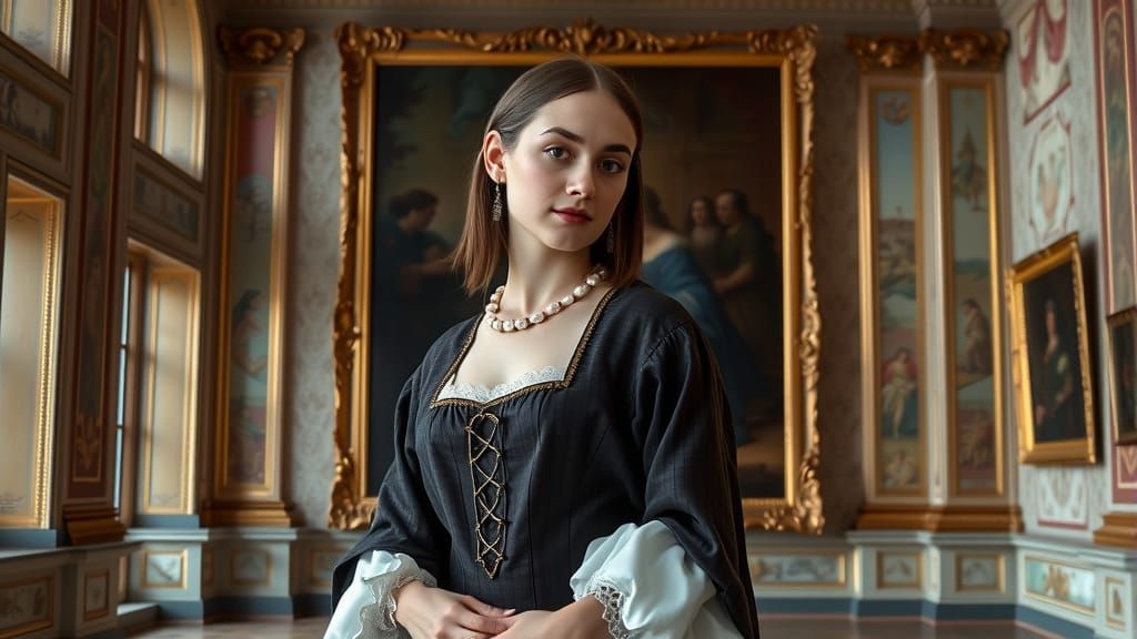 Renaissance Woman Portrait in Da Vinci Style