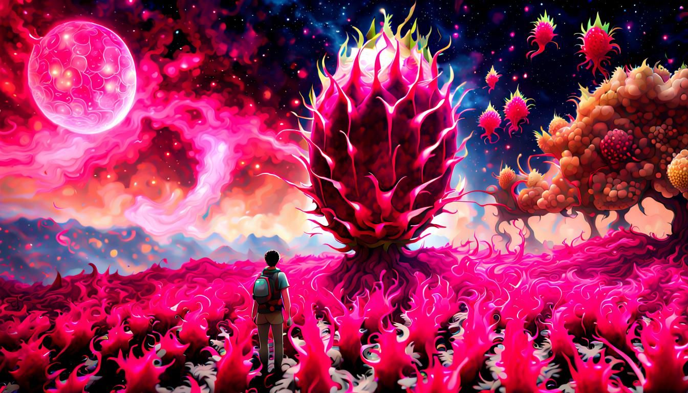 Dragon Fruit Village Under a Nebula