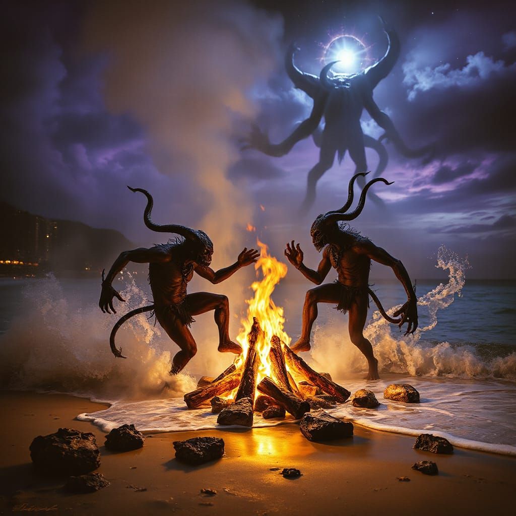 Lovecraftian Creatures Dance as Cthulhu Rises: Boucher Paint...