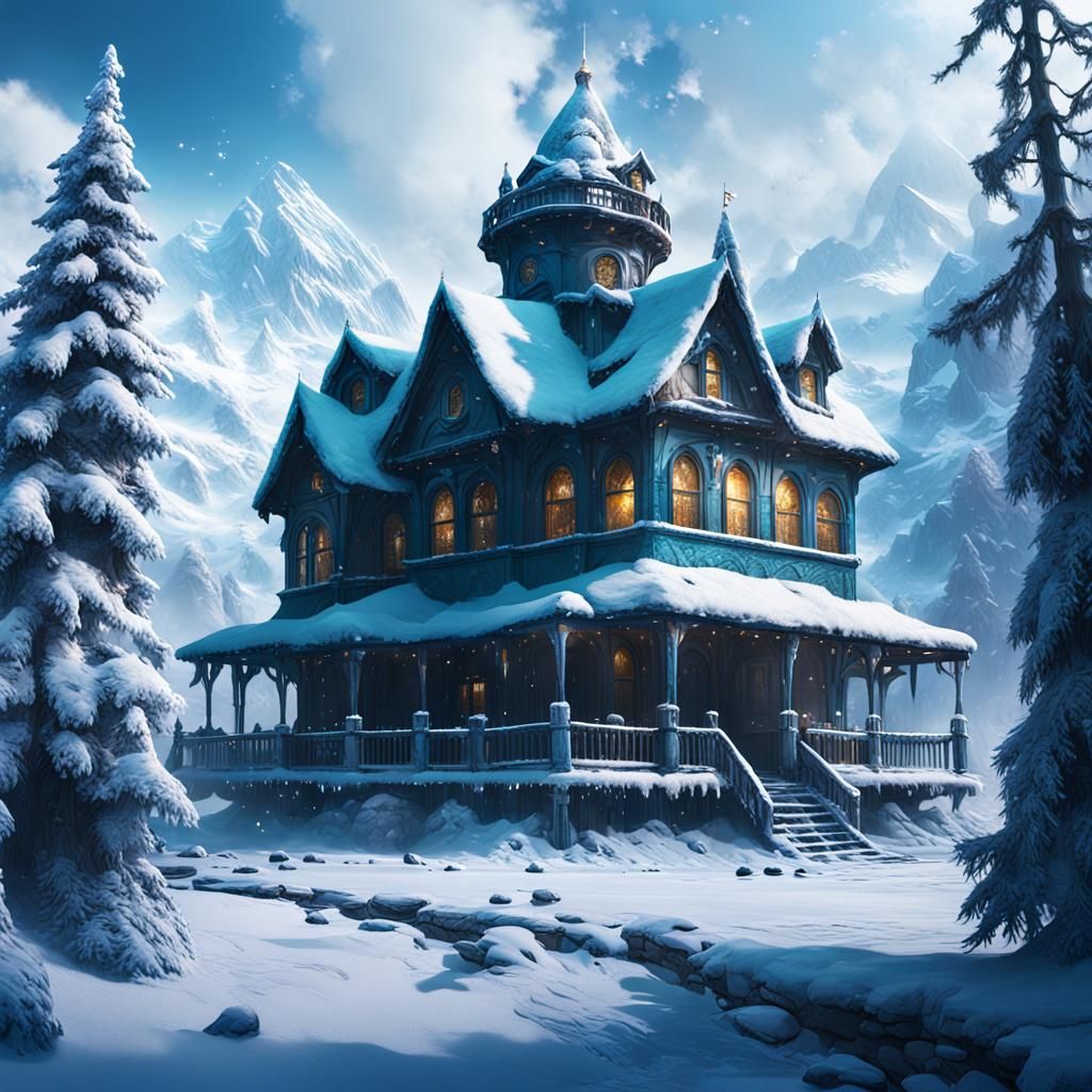 Detailed Winter Wonderland Matte Painting in 8k