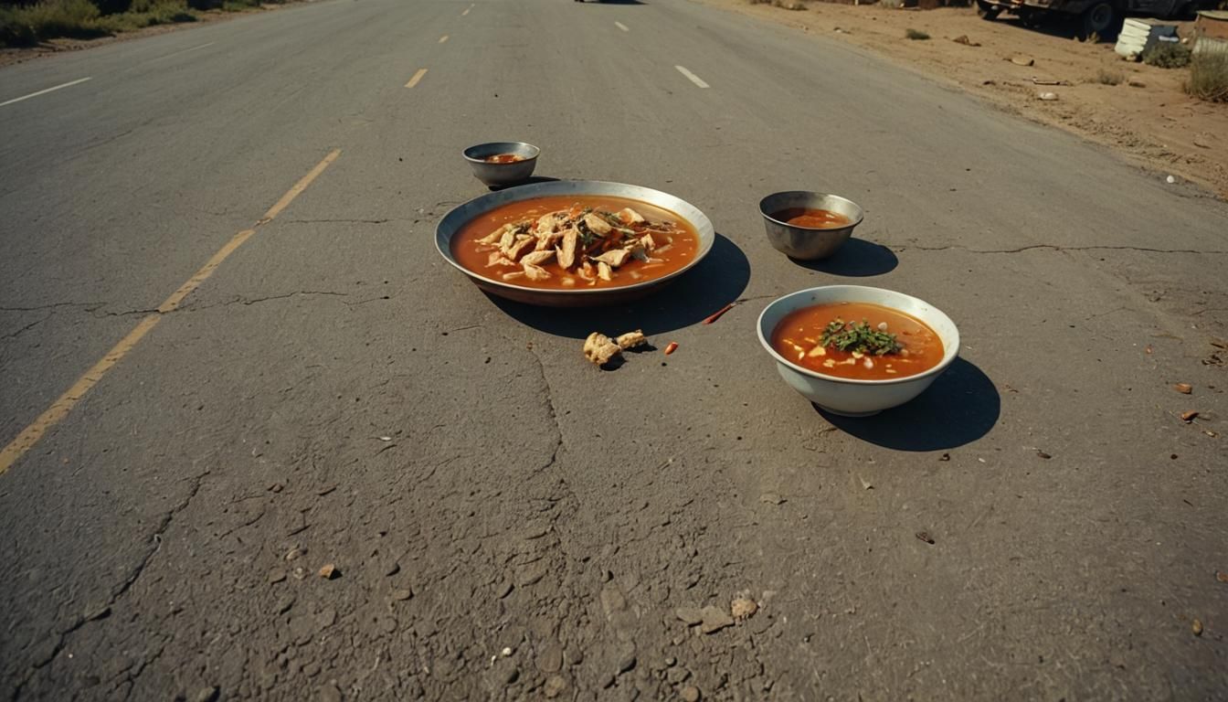 Chicken Soup Still Life on Abandoned Street