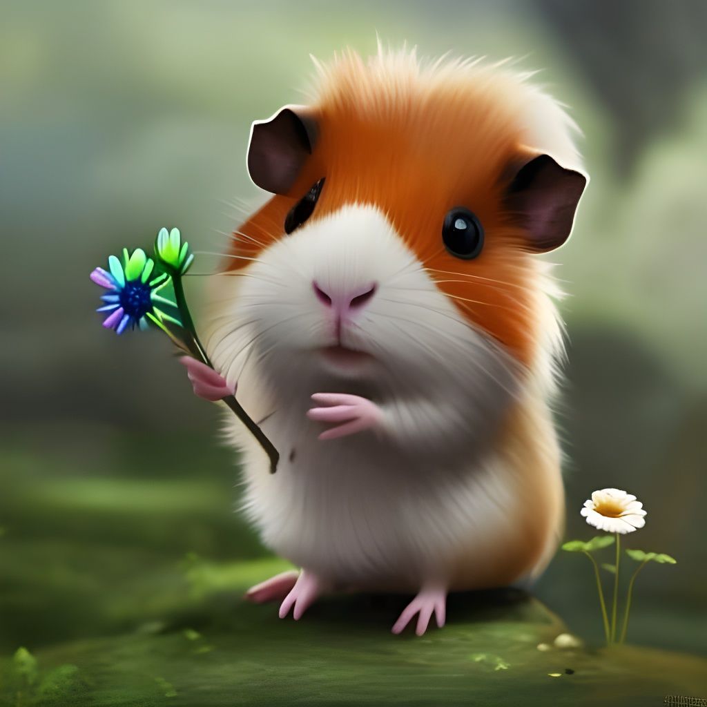 Adorable Chibi Guinea Pig in Forest, 3D Render