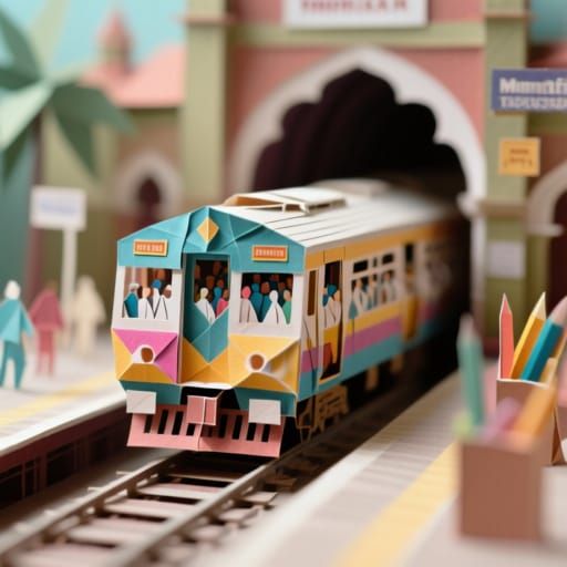 Origami Mumbai Local Train Entering Chhatrapati Shivaji Term...