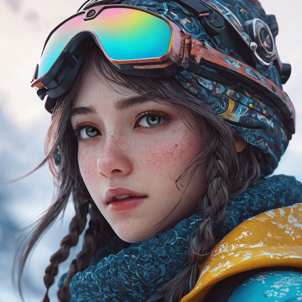 Ski Vacation Masterpiece Portrait in Triadic Colors