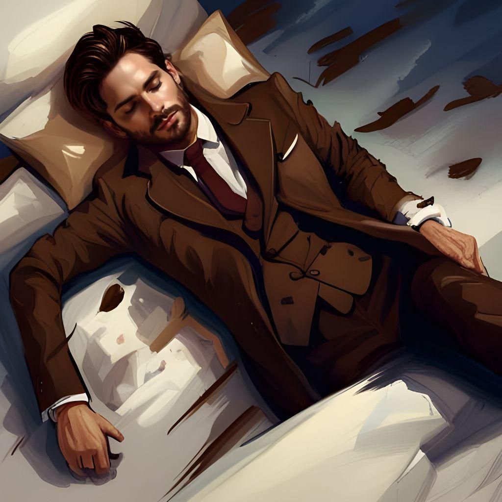 Man in Brown Suit Unconscious in Snow, Fantasy Horror