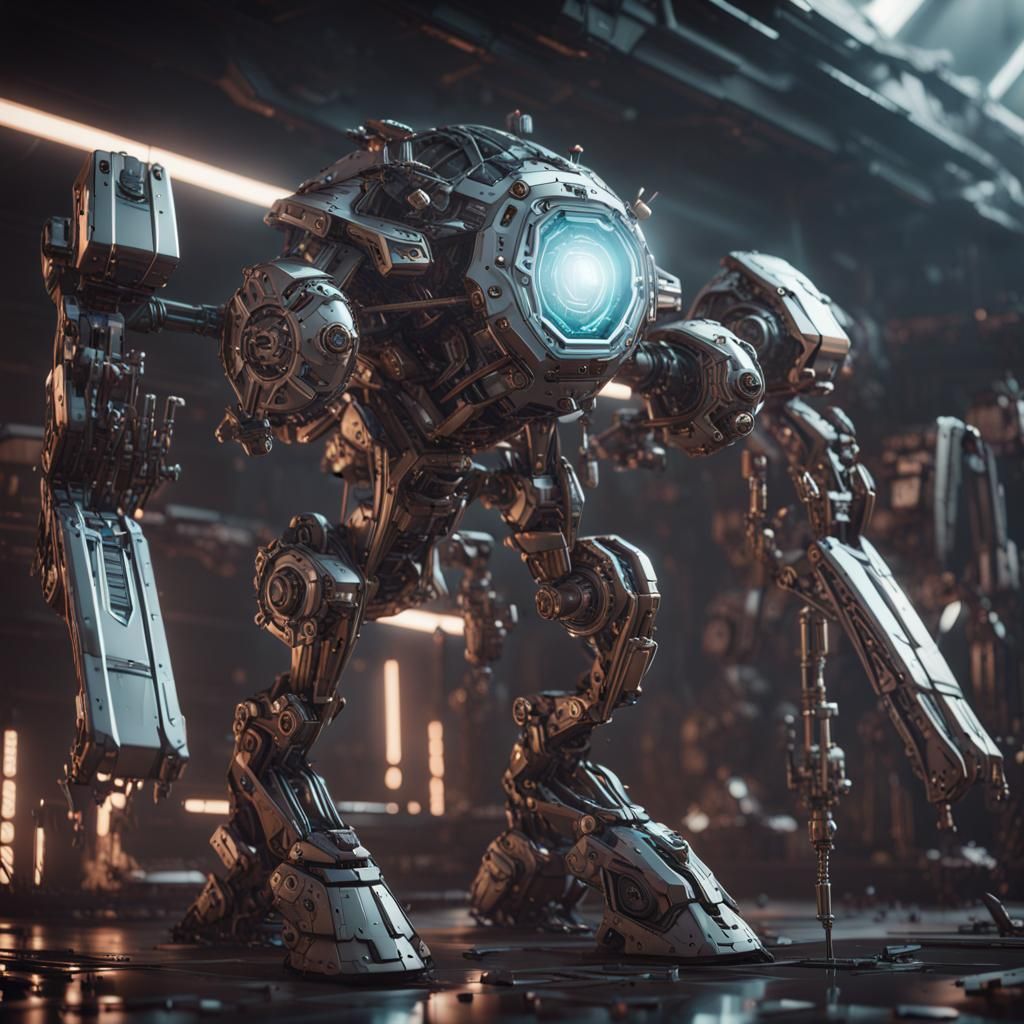 Futuristic Abjuration Wizard with Intricate Mech Details