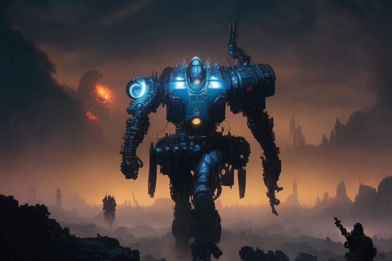 Armored Cyborg Beast Charges Through Wasteland