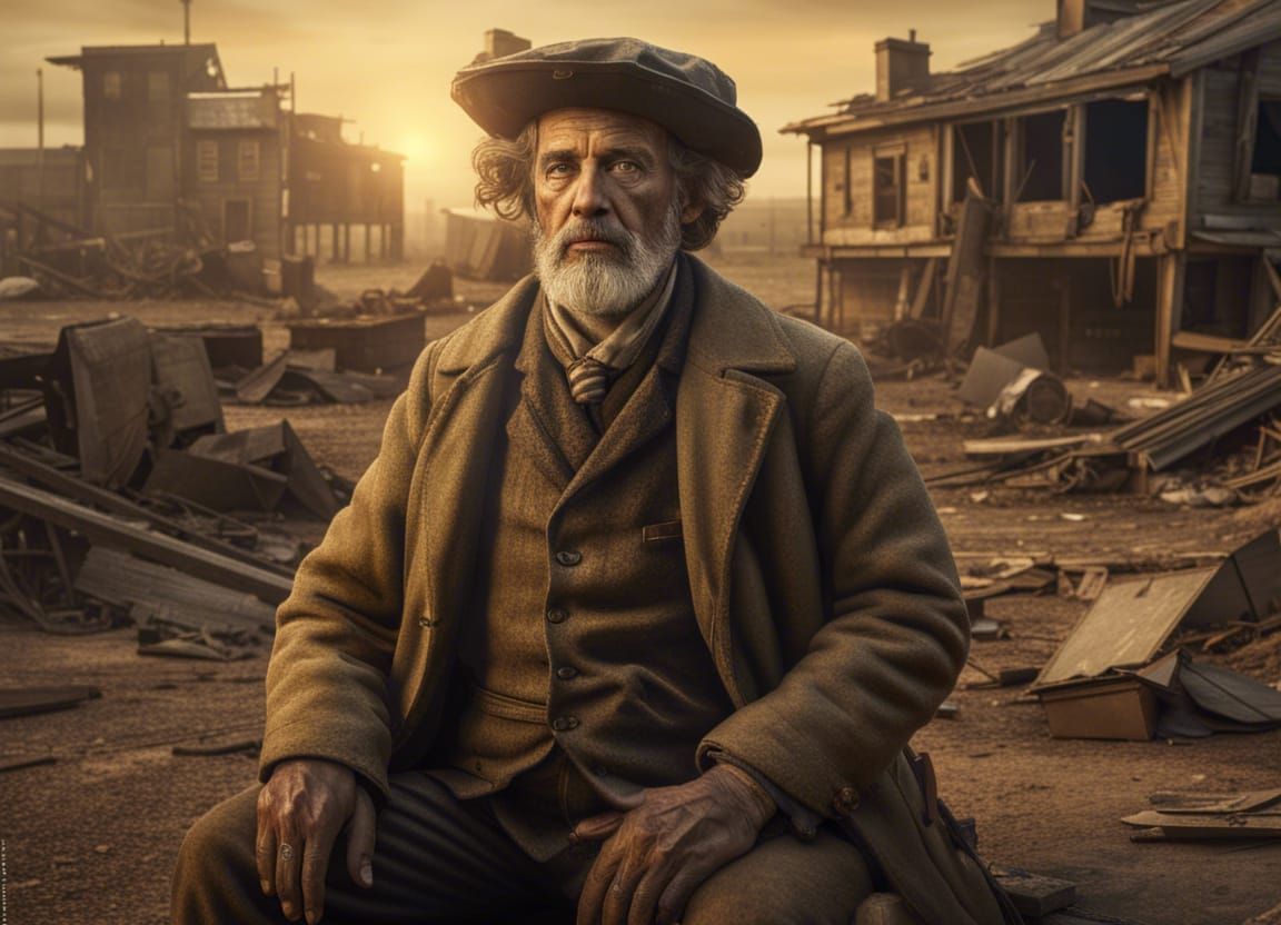 WWII German Soldier in Dystopian Post-Apocalyptic Ruins