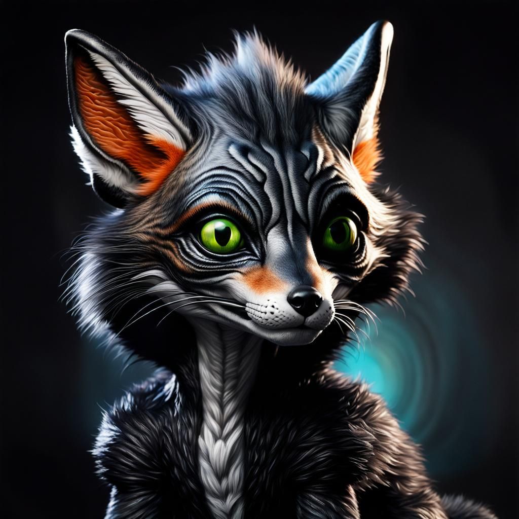 Photorealistic Portrait of Alien Pet with Mermaid Tail