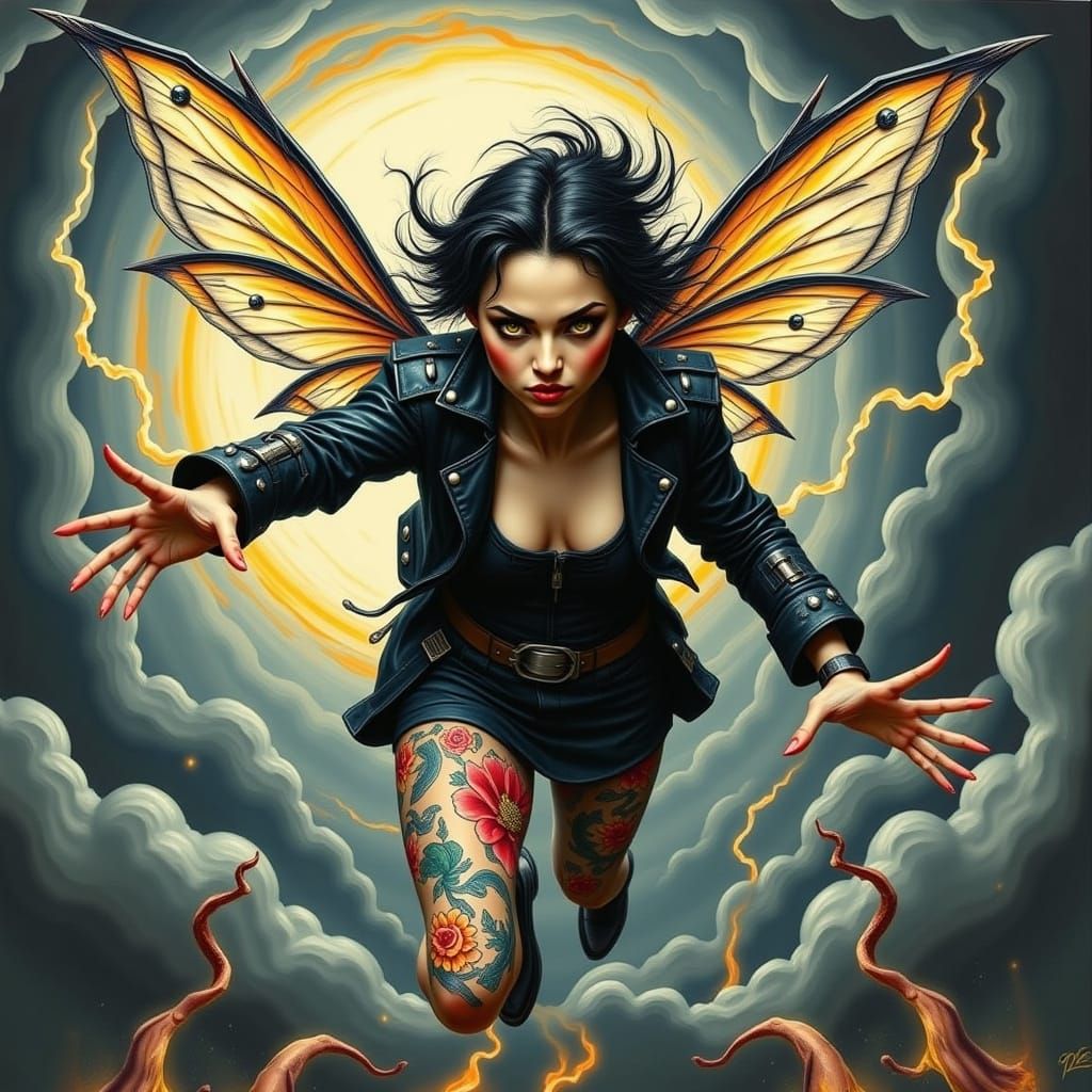 Heavy Metal Fairy in Flight, Tattoos and Piercings
