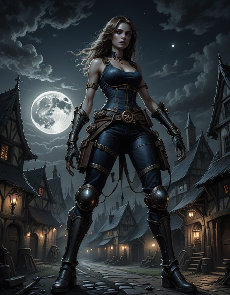 Gothic Maiden in Industrial Fantasy Realm