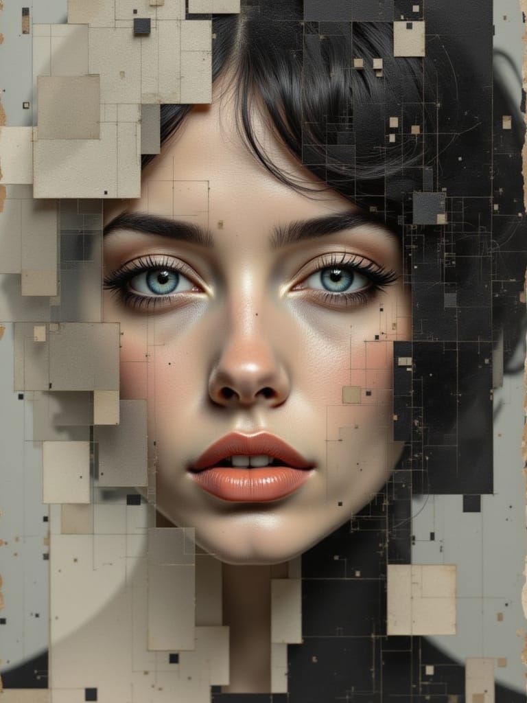 AI Generated Fashion Portrait with Glitch Effects
