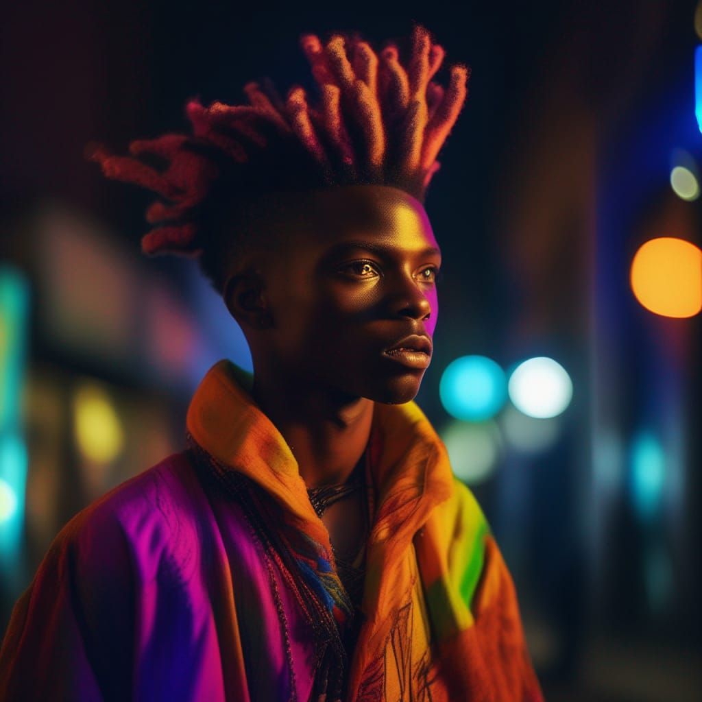 Streetwise African Boy in Afropunk Fashion